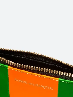 Comme des Garçons WALLET - SA8100FS Fluo Squares Wallet in Orange and Green