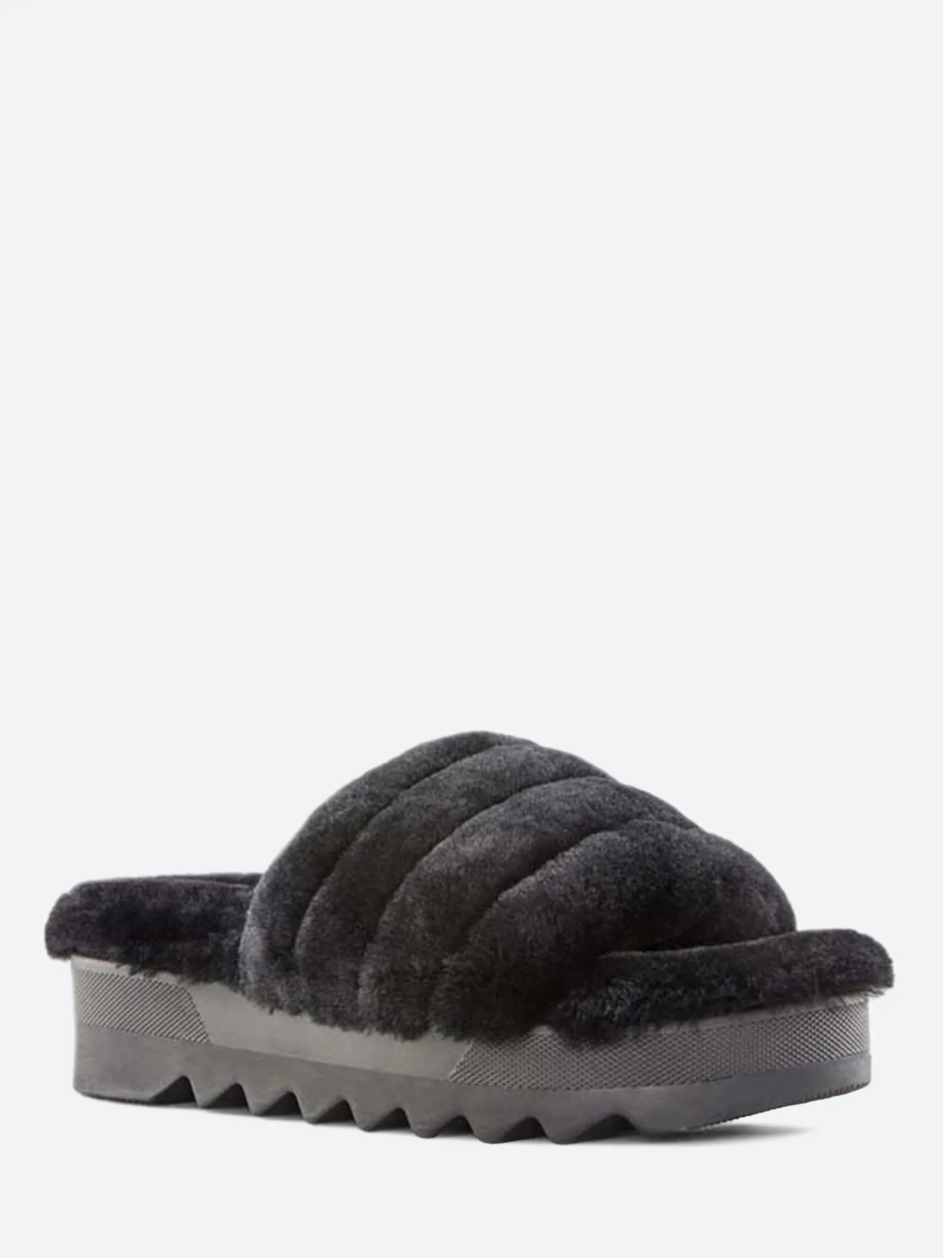 Cougar - Pozy Lambswool Slide Sandal in Black