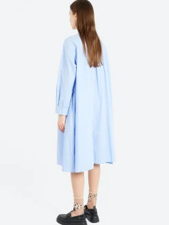 Danton - Broadcloth Gathered Shirt Dress in Sax