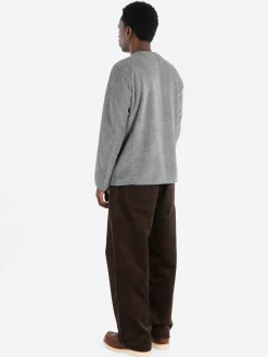 Danton - Collarless Fleece Jacket in Dark Grey