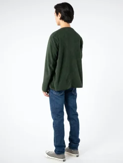 Danton - Collarless Fleece Jacket in Green