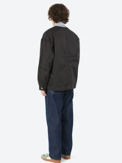 Danton - Cotton Drill Collarless Jacket in Charcoal