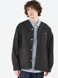 Danton - Cotton Drill Collarless Jacket in Charcoal