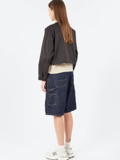 Danton - Cotton Drill Collarless Short Jacket in Charcoal