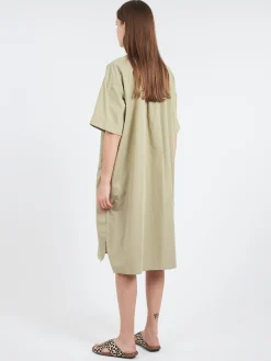 Danton - Cotton Poplin Pullover Shirt Dress in Leaf Green