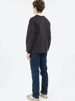 Danton - Cotton Terry V-Neck Cardigan in Charcoal