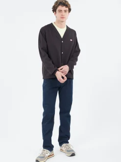 Danton - Cotton Terry V-Neck Cardigan in Charcoal