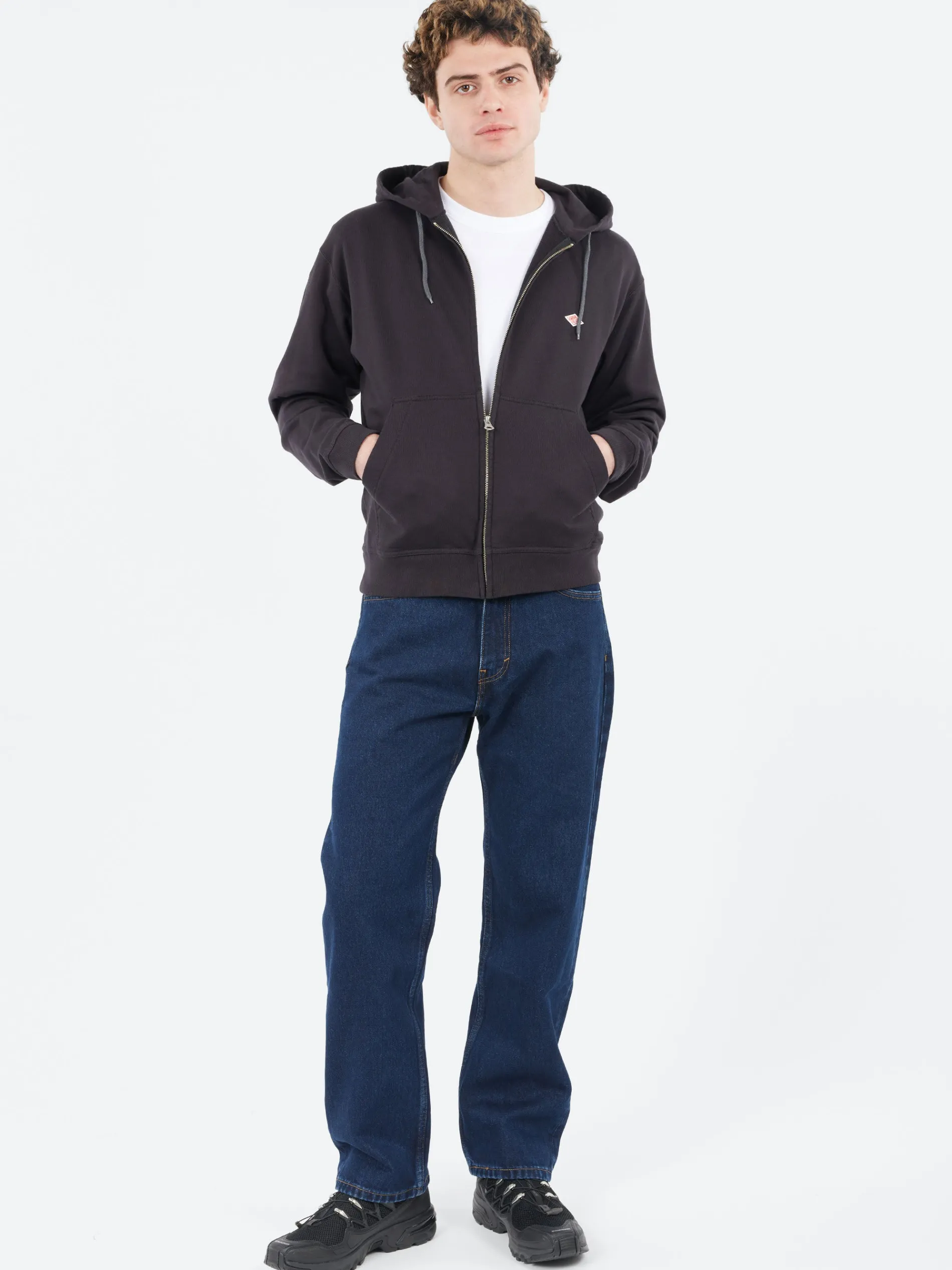 Danton - Cotton Terry Zip Hoodie in Charcoal