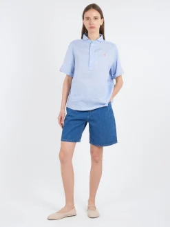 Danton - Denim 5 Pocket Shorts in Bleach Blue