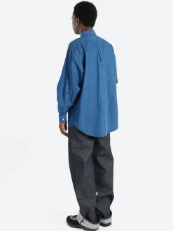 Danton - Denim Button Down Shirt in Light Indigo