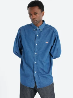 Danton - Denim Button Down Shirt in Light Indigo
