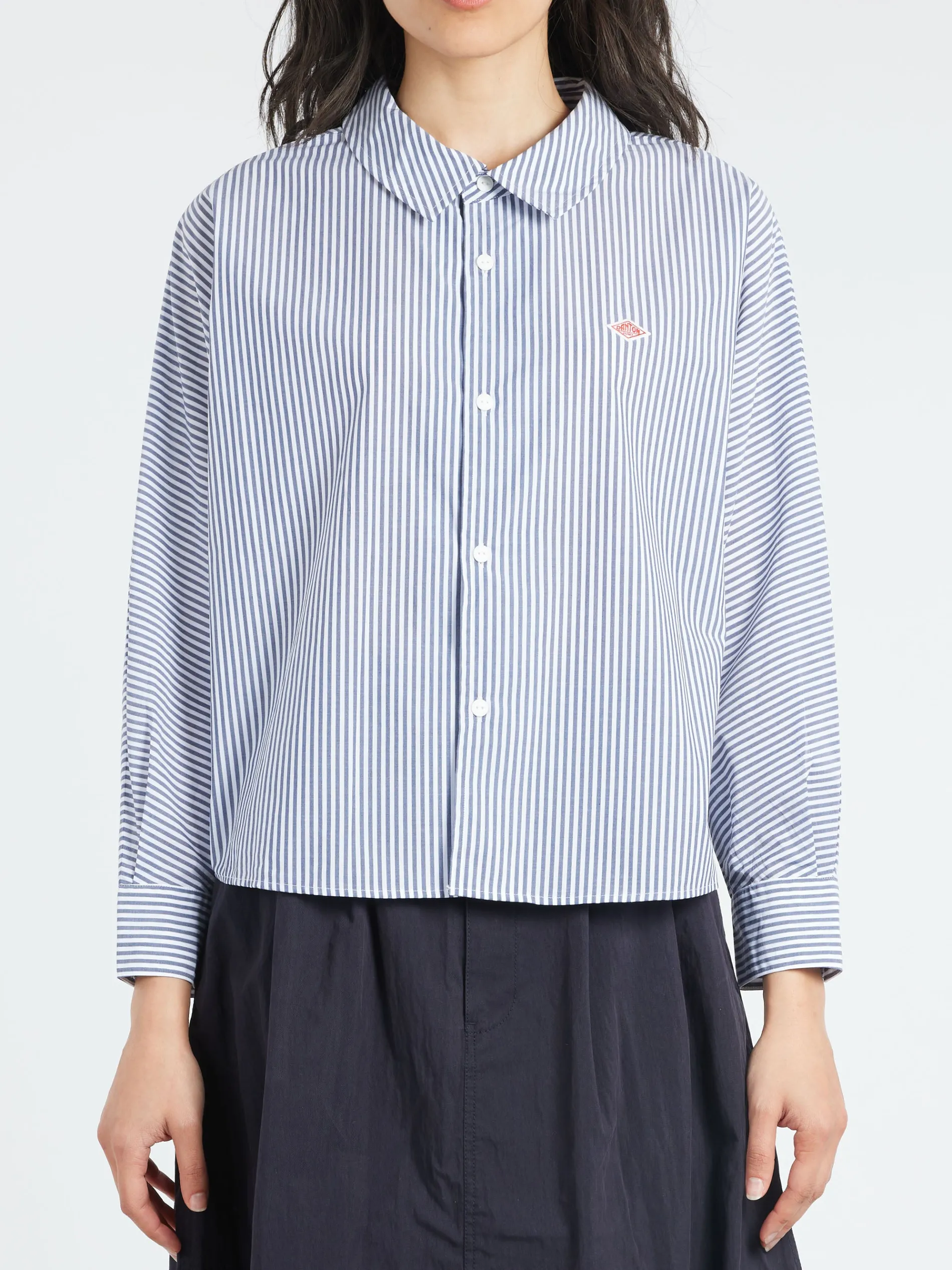 Danton - Dolman Sleeve Work Shirt in Navy White Stripe