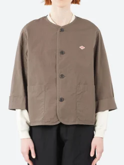 Danton - Downproof Collarless Short Jacket in Charcoal