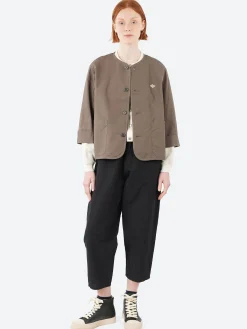 Danton - Downproof Collarless Short Jacket in Charcoal