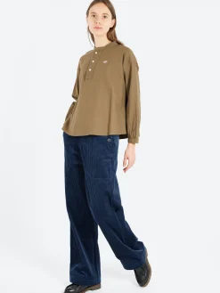 Danton - Henley Neck Pullover Shirt in Olive