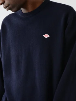 Danton - Lambswool Crew Neck Knit Pullover in Dark Navy