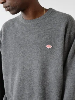 Danton - Lambswool Crew Neck Knit Pullover in Charcoal