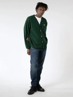 Danton - Lambswool V-Neck Cardigan in Green