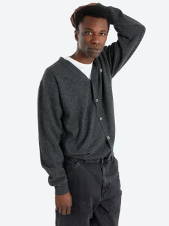 Danton - Lambswool V-Neck Cardigan in Carbon