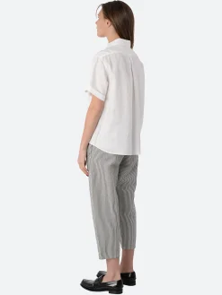 Danton - Linen Round Collar Shirt in White