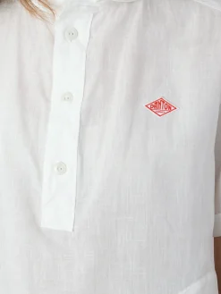 Danton - Linen Round Collar Shirt in White