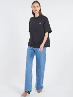 Danton - Linen Round Collar Shirt in Charcoal