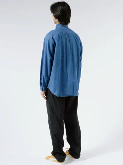 Danton - Men's Denim Dungaree B.D. Shirt in Light Indigo