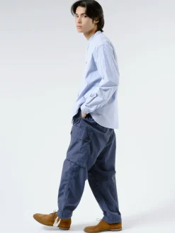 Danton - Men's Plain Oxford Band Collar L/S Shirt in Blue