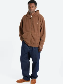 Danton - Polartec Boa Fleece Zip Hoodie in Brown