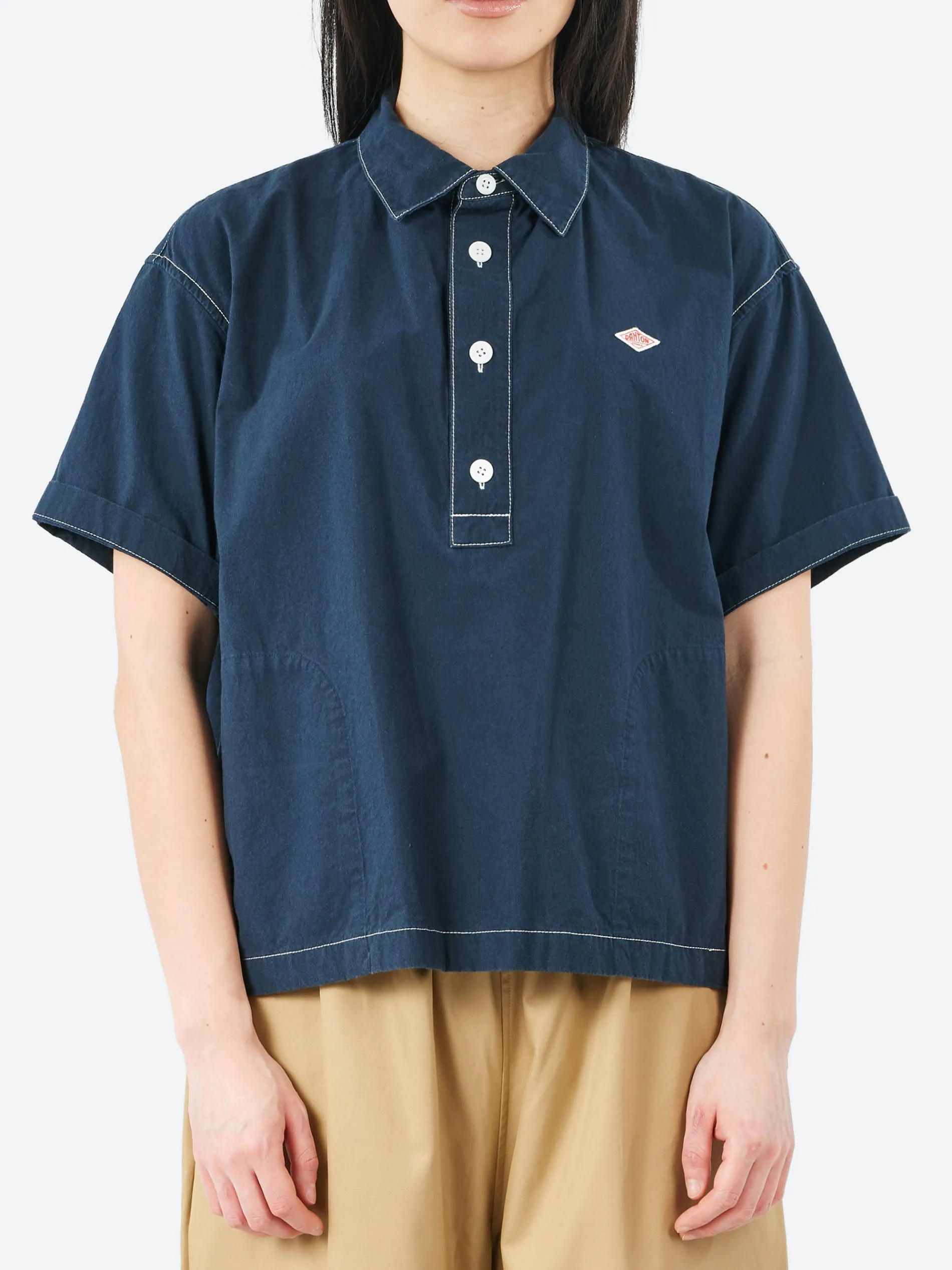 Danton - Short Sleeve Pullover Work Shirt in Dark Navy