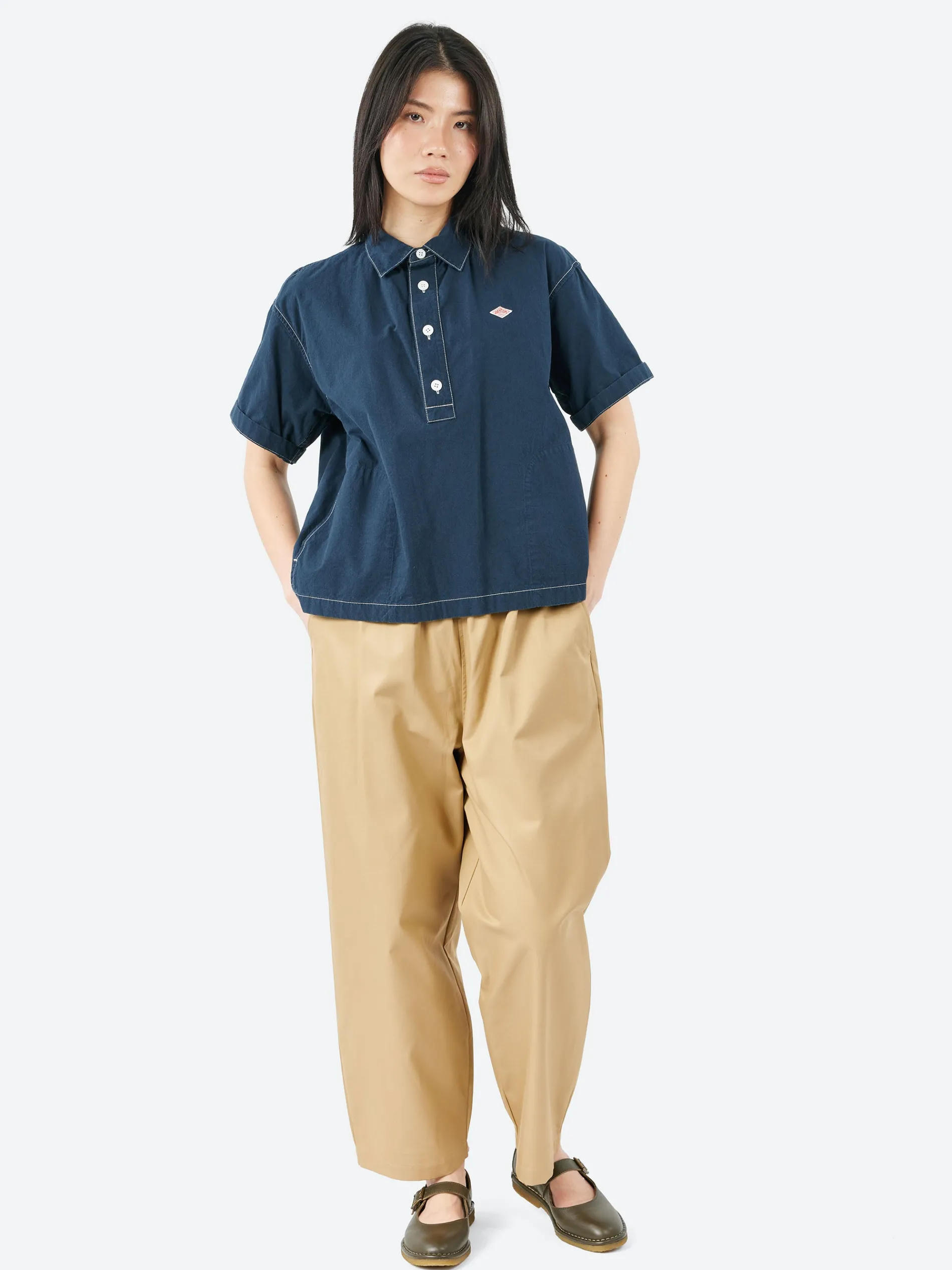 Danton - Short Sleeve Pullover Work Shirt in Dark Navy