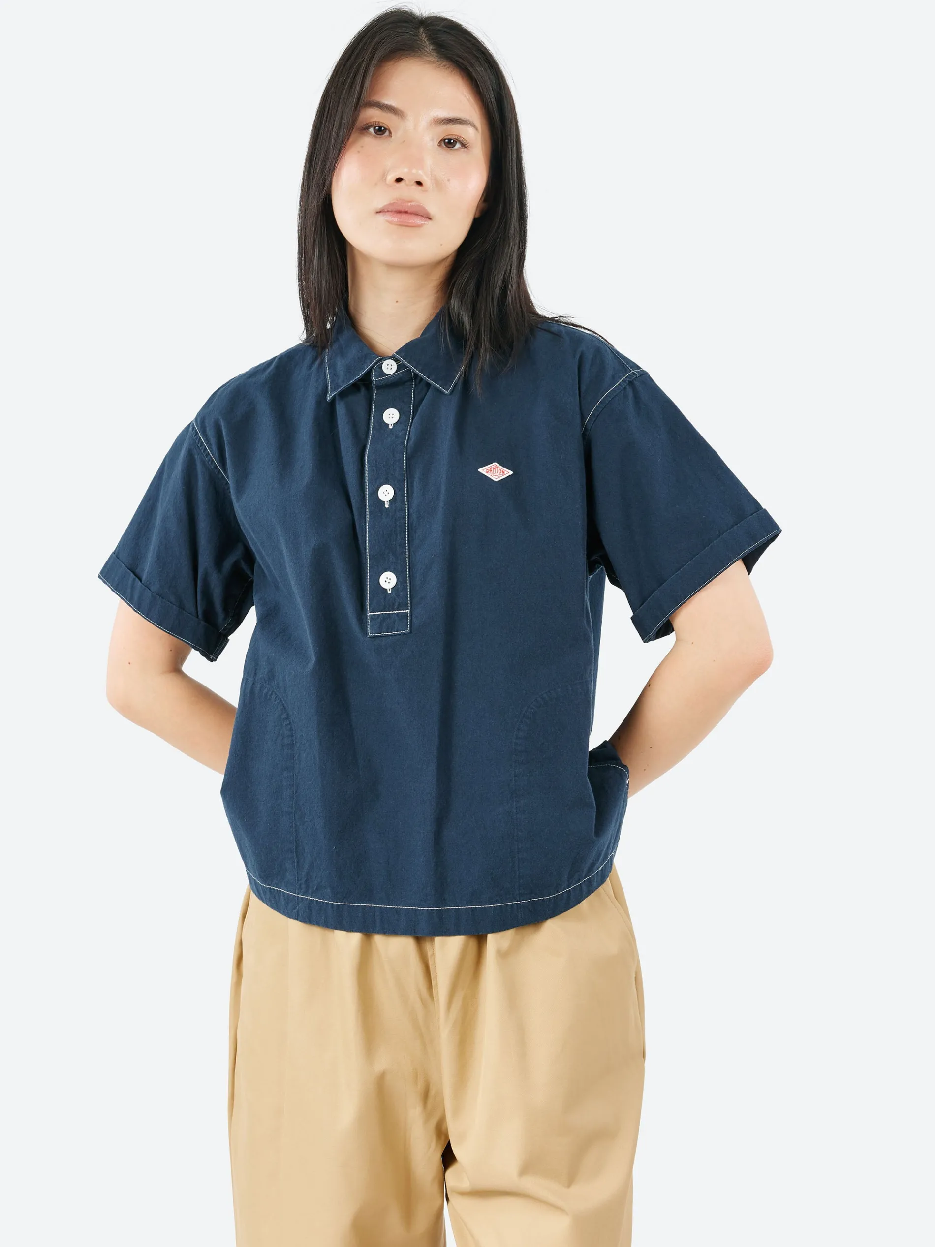 Danton - Short Sleeve Pullover Work Shirt in Dark Navy