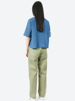 Danton - Short Sleeve Work Shirt in Light Denim