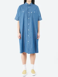 Danton - Short Sleeve Work Dress in Light Indigo