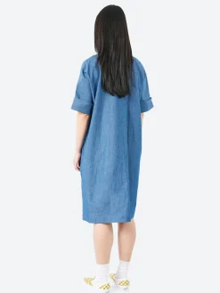 Danton - Short Sleeve Work Dress in Light Indigo