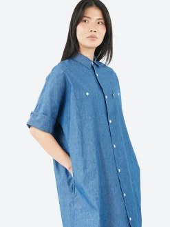 Danton - Short Sleeve Work Dress in Light Indigo