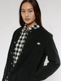 Danton - Women's Collarless Fleece Jacket in Black