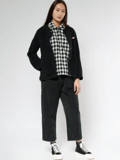 Danton - Women's Collarless Fleece Jacket in Black