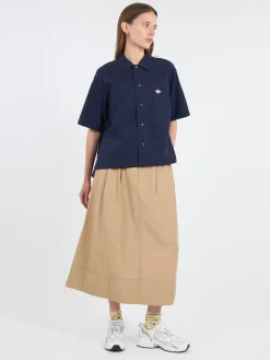 Danton - Women's Cotton Poplin Half Sleeve Shirt in Navy