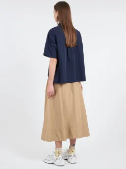 Danton - Women's Cotton Poplin Half Sleeve Shirt in Navy