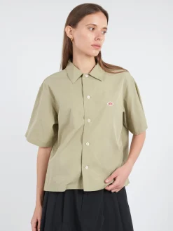 Danton - Women's Cotton Poplin Half Sleeve Shirt in Leaf Green