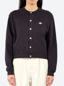 Danton - Women's Cotton Terry Crew Neck Cardigan in Charcoal