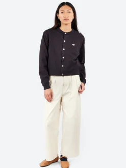 Danton - Women's Cotton Terry Crew Neck Cardigan in Charcoal