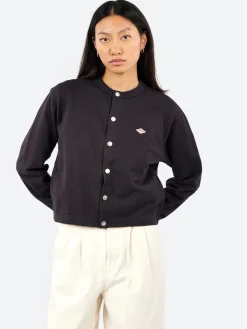 Danton - Women's Cotton Terry Crew Neck Cardigan in Charcoal