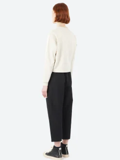 Danton - Women's Cotton Terry Crew Neck Cardigan in Ecru