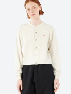 Danton - Women's Cotton Terry Crew Neck Cardigan in Ecru