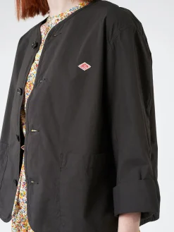 Danton - Women's Cotton Weather Collarless Short Jacket in Charcoal