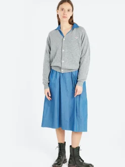 Danton - Women's Lambswool V-Neck Knit Cardigan in Light Grey