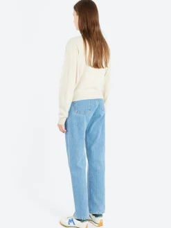 Danton - Women's Lambswool Crew Neck Cardigan in Oatmeal