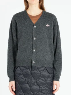 Danton - Women's Lambswool V-Neck Knit Cardigan in Carbon